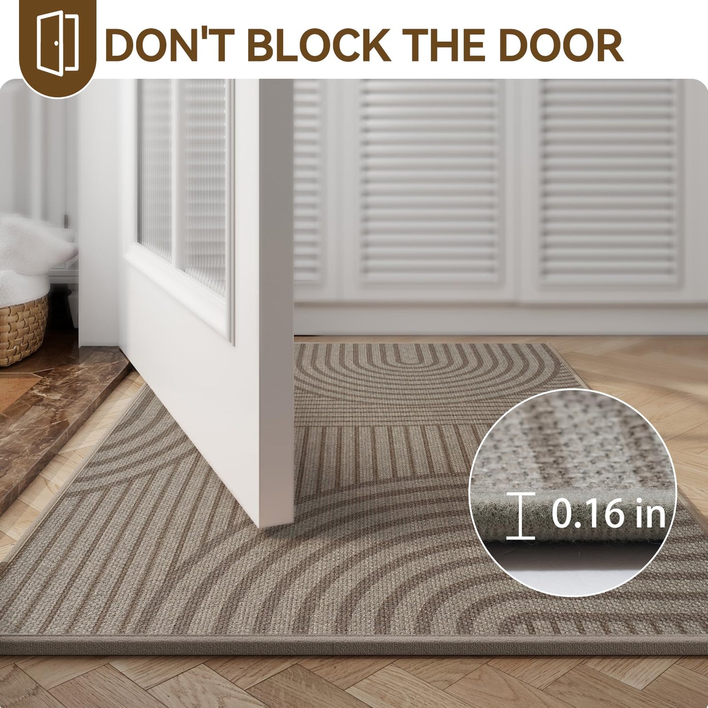 Front Door Mat 24''x35'', Absorbent Dirt Resist Washable Non Slip Low-Profile Indoor Doormat, Welcome Entryway Door Mats,Brown