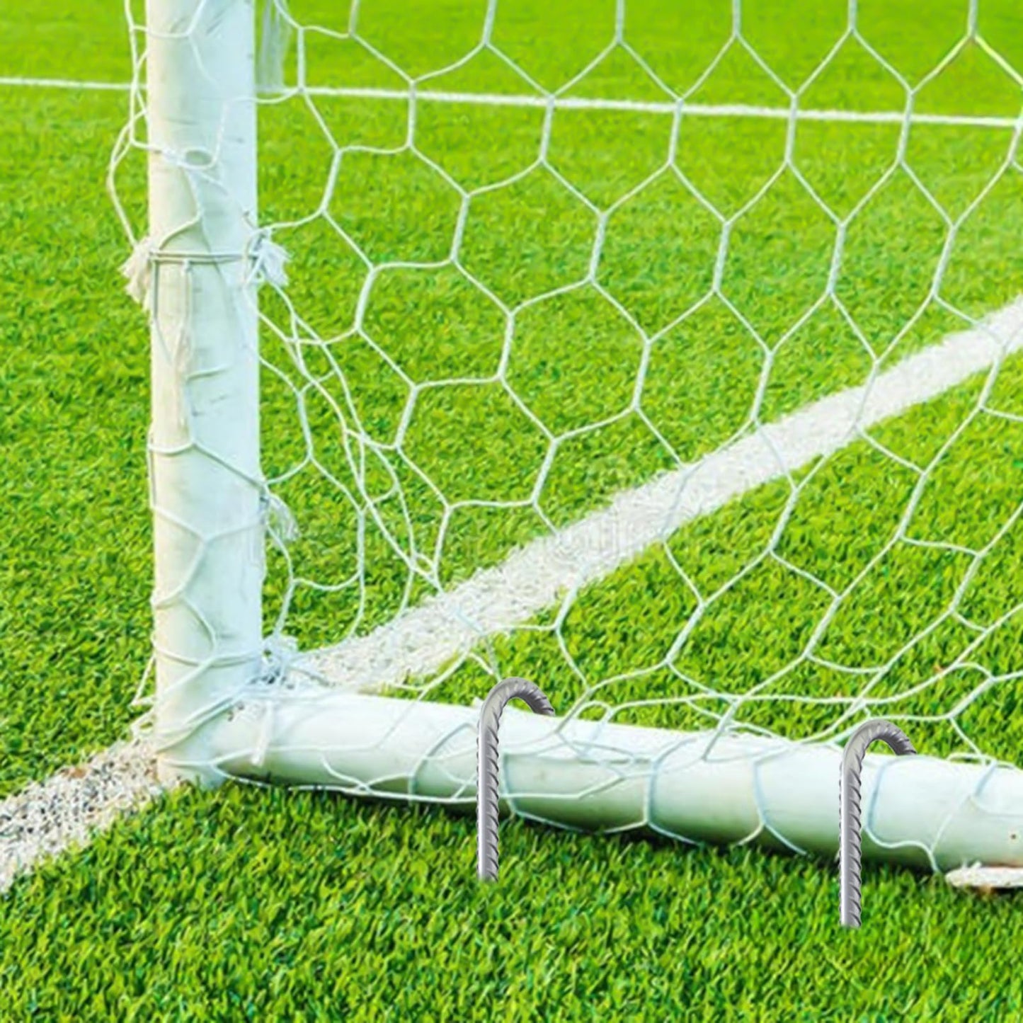 AAGUT 16" Rebar Tent Stakes Heavy Duty J Hook Ground Anchors Galvanized Steel Metal Garden Stake Yard Landscape Spikes 8 Pack for Dog Dig Defence, Chain Link Fence, Canopy