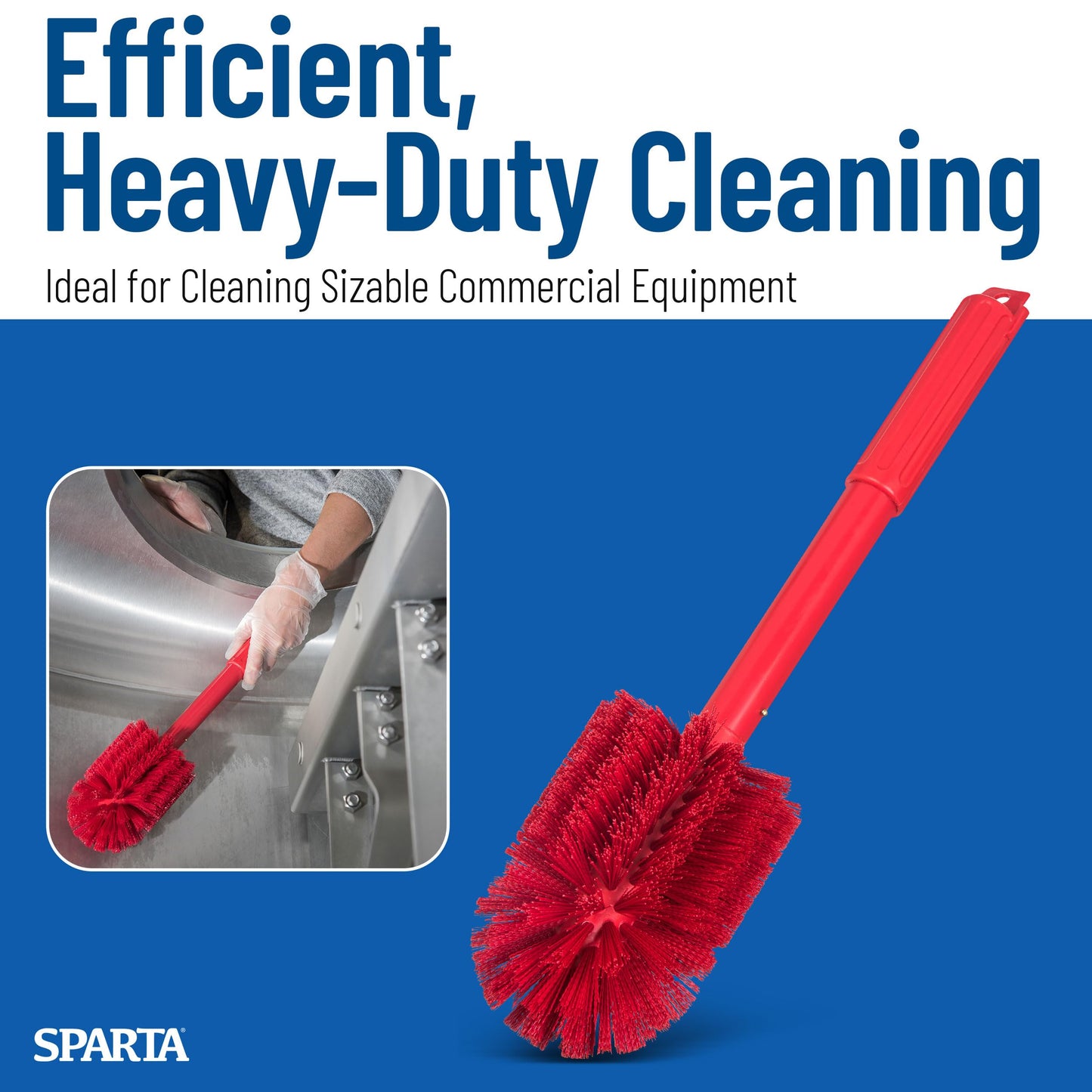 SPARTA Industrial Tank Brush Pipe Brush, Drain Brush with Handle for Commercial Kitchens, Polyester, 16 Inches, Red