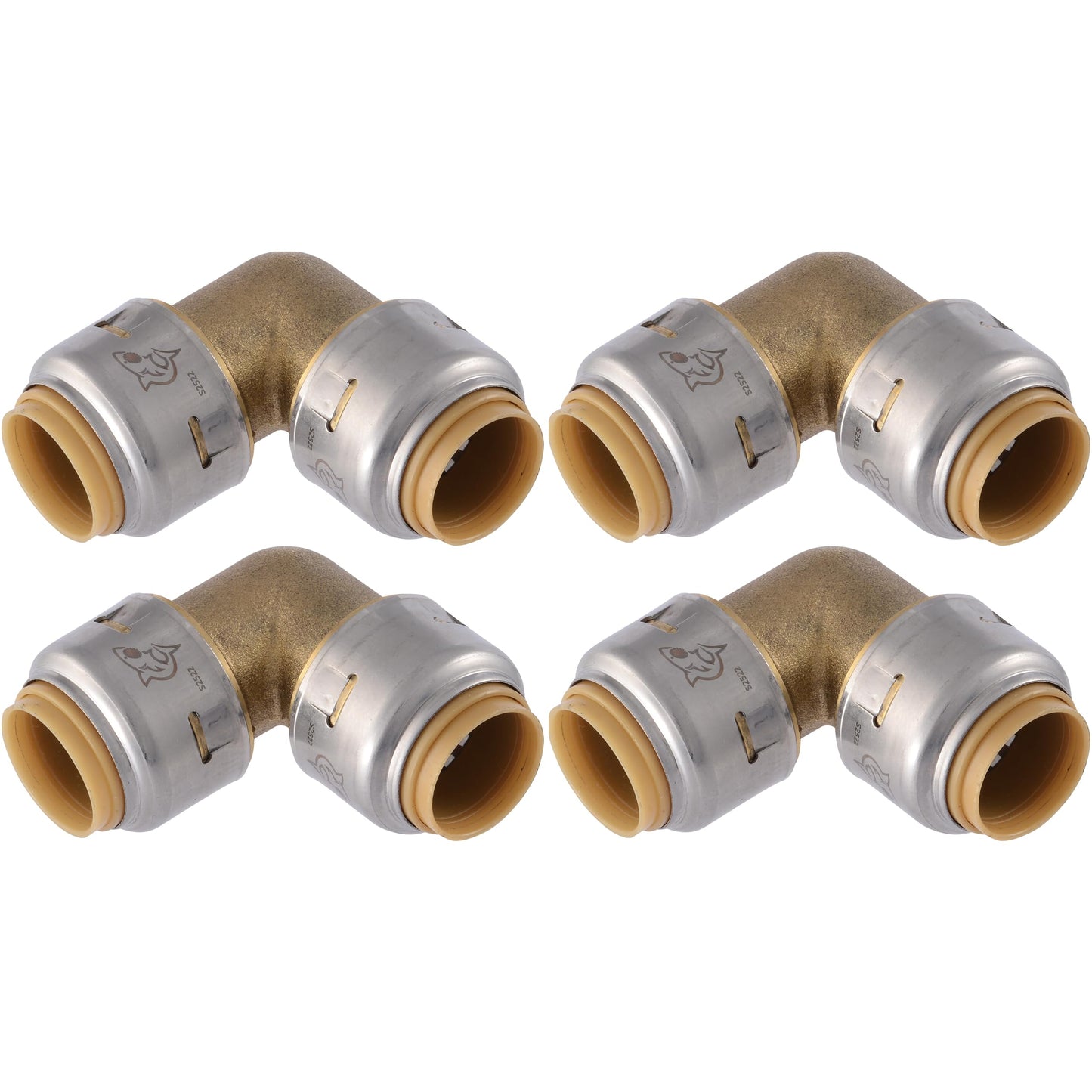 Sharkbite Max 1/2 Inch 90 Degree Elbow, Pack of 4, Push to Connect Brass Plumbing Fitting, PEX Pipe, Copper, CPVC, PE-RT, HDPE, UR248A4