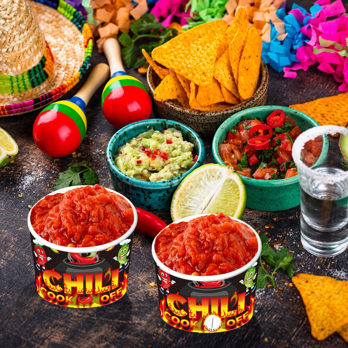 Tkifoda 200 Pcs 4 Oz Chili Cook Off Cups - Paper Construction, Black, Modern Style - 4 Oz Capacity, Ideal for Chili, Soup