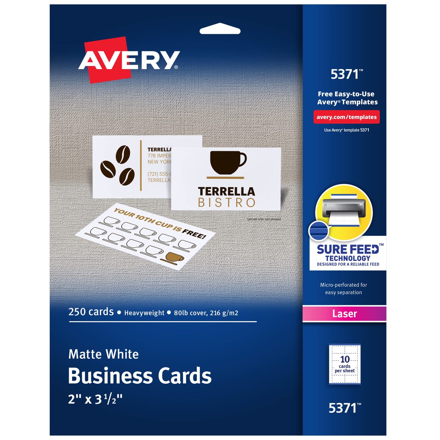 Microperforated Business Cards with Sure Feed, Laser