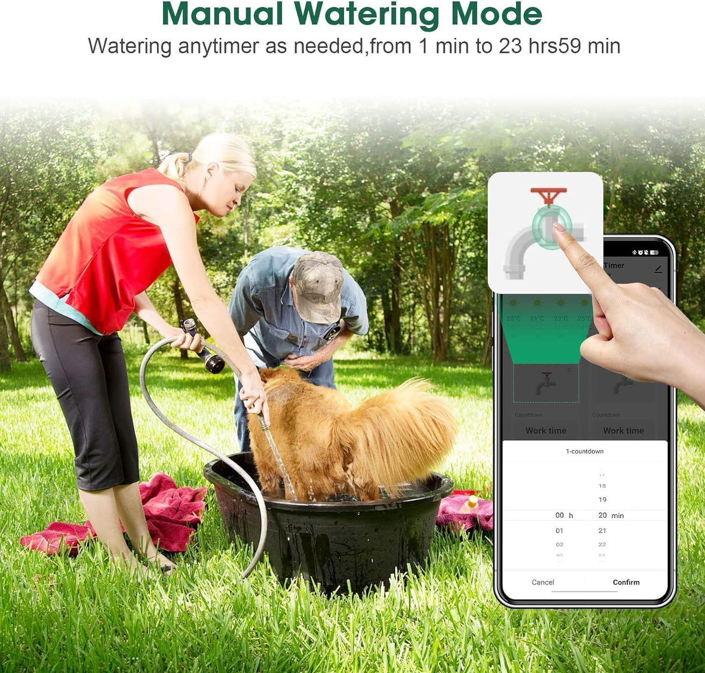 Smart Water Hose Timer Sprinkler Timer with 2 Outlet, Automatic Irrigation System Controller for Lawns,Compatible with Alexa Dark Gray-Plastics Inlet & Plastics Outlet