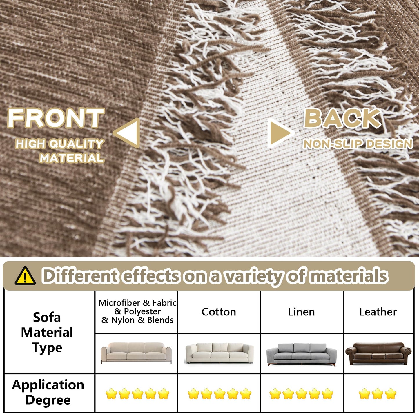 MYSKY HOME Couch Cover for Dogs, Washable Couch Covers, Non Slip Couch Sofa Cover, Couch Cover 2 Cushion Sofa Dogs Furniture Protector with Tassels Chenille Sofa Covers for Pets, 71"x118", Sand