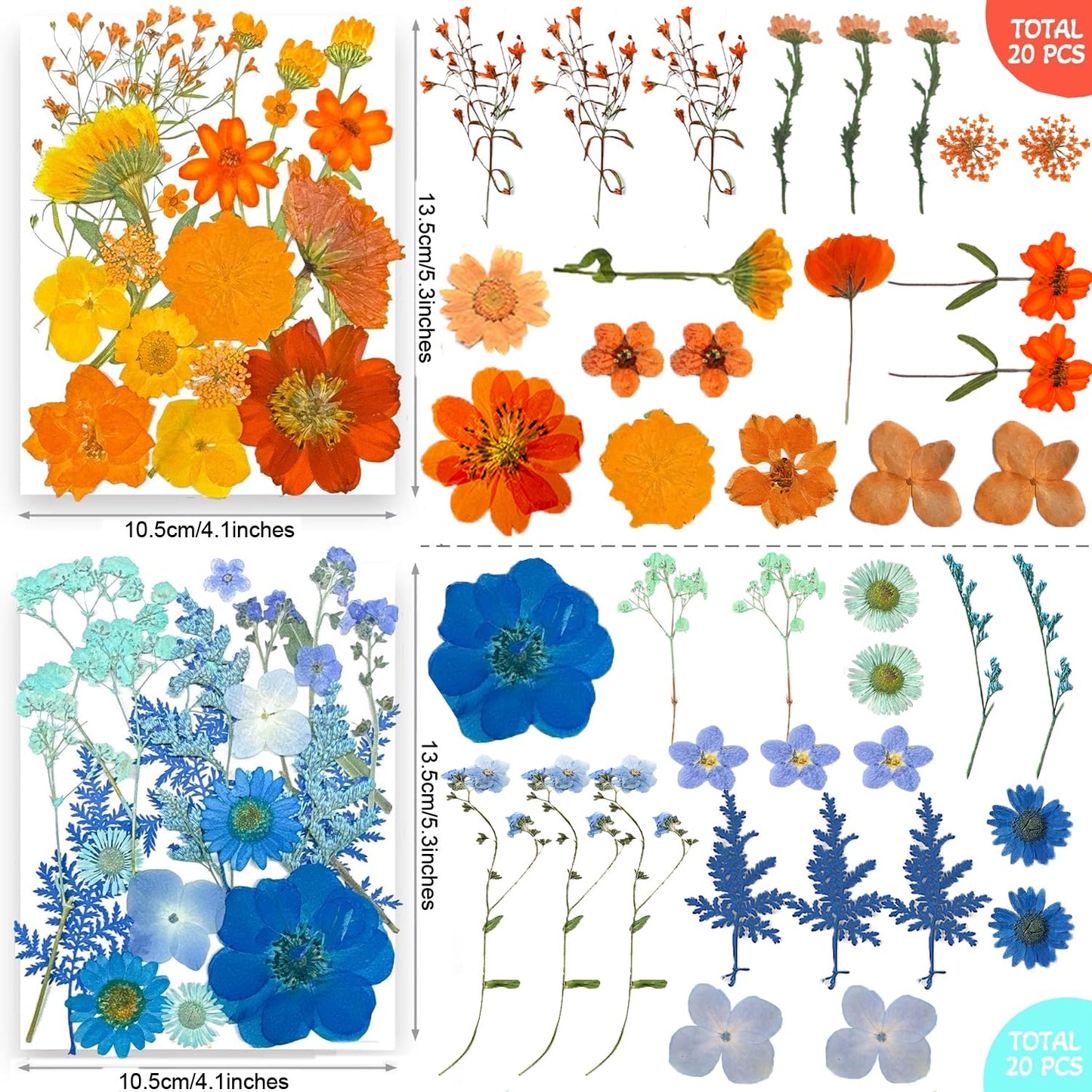 301Pcs Dried Pressed Flowers Leaves & Butterfly Stickers for Crafts,TrendCart Real Natural Dry Pressed Flowers for Resin Molds Nails Art Candle Making Phone Cases DIY Art Crafts Jewelry Making