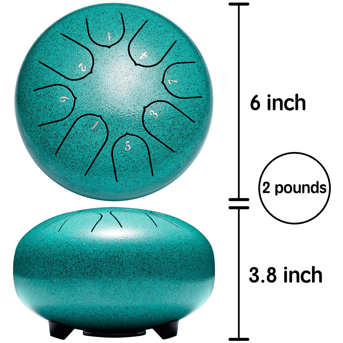 Lronbird Steel Tongue Drum Percussion, 6 Inch 8 Notes Musical Instruments, Music Gifts for Family Friends (Malachite)