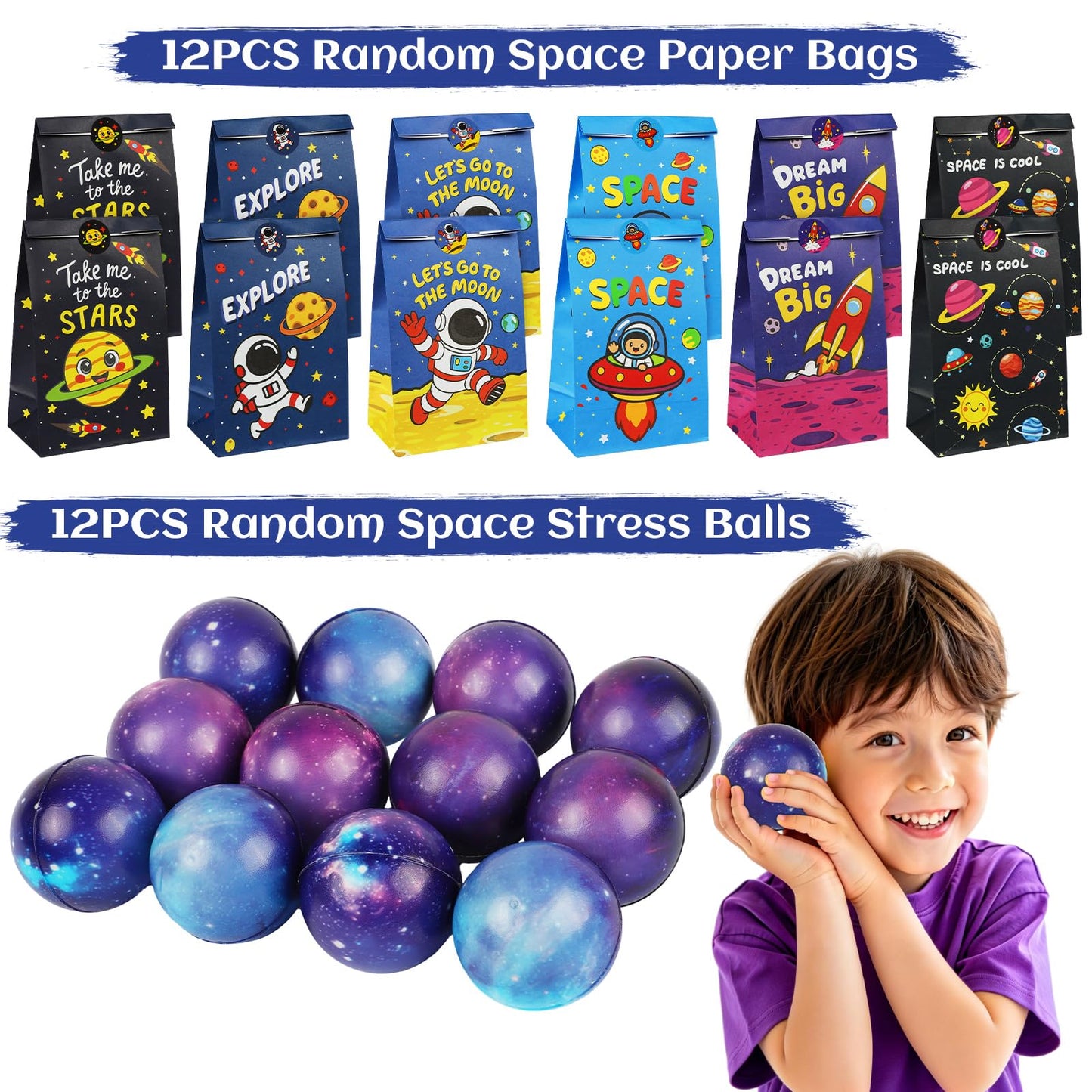 Space Party Favors, Birthday & Party Decorations - 254 PCS Outer Space Goodie Bag Stuffers Fillers for Kids with Astronaut Toys, Stickers, Stress Balls, Masks and Necklaces