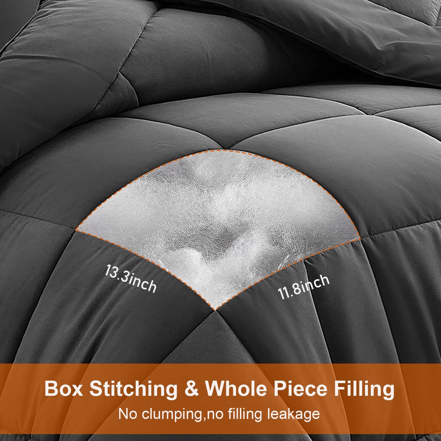 All Season Queen Comforter Set 3 PCs Soft Quilted Down Alternative Comforter+2 Pillow Shams with Corner Tabs,Winter Summer Warm Fluffy,Machine Washable (Queen, Grey)