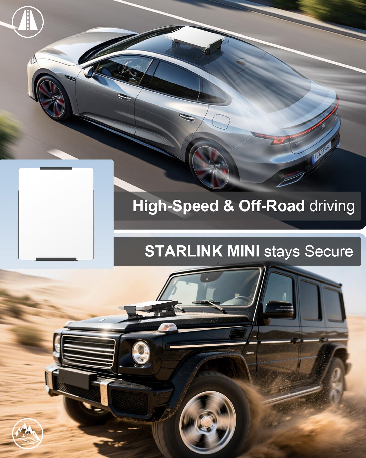 for Starlink Mini Mount, Magnetic Starlink Mini Car Mount Base Suction Cup Accessories Truck RV Flat Rack Roof Sunroof Kit Boat V4，for Camping, High-Speed & Extreme Conditions (Black)