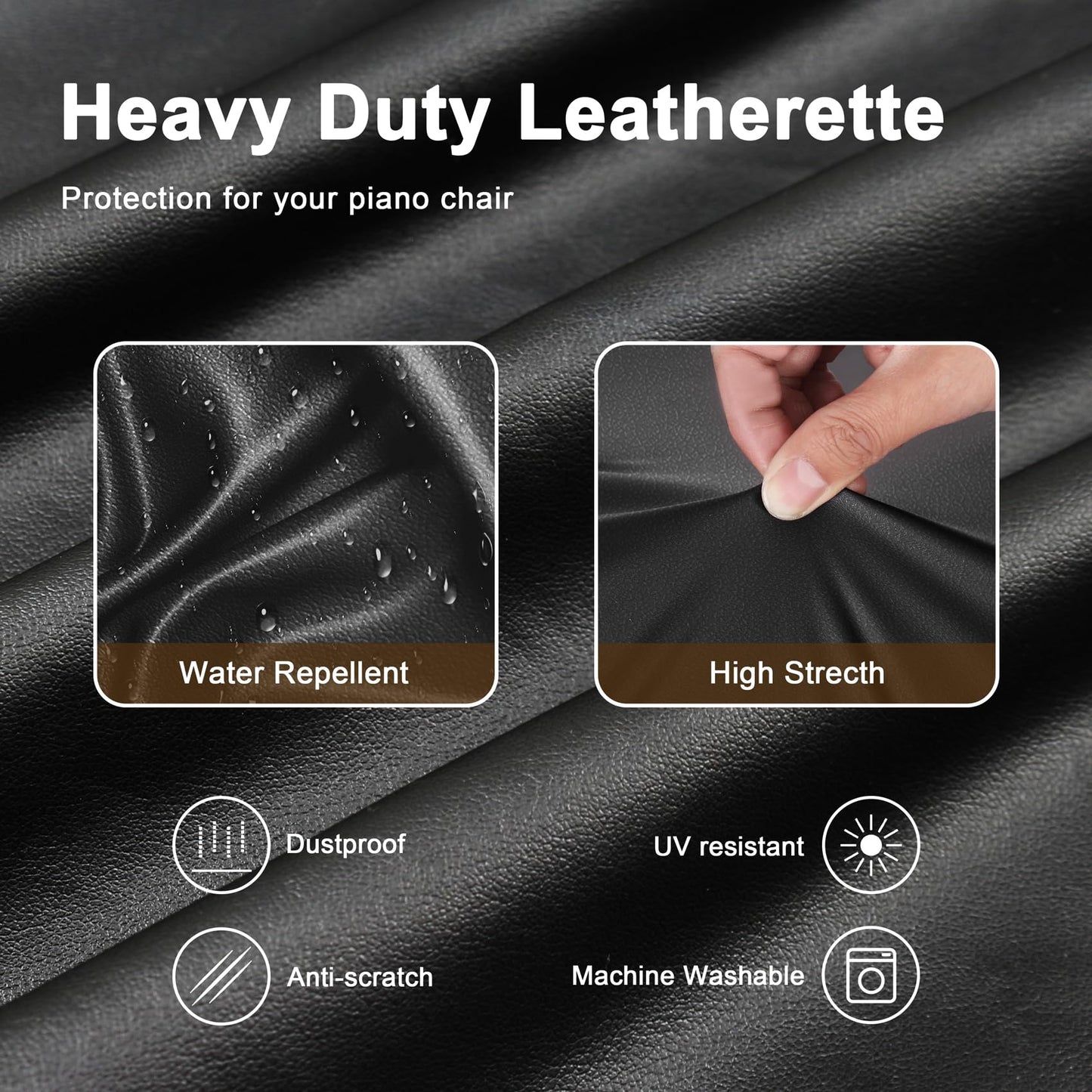 Explore Land Premium Piano Keyboard Dust Cover with Music Stand Opening - Stretchy Leather Piano Protector for 61-88 Keys Digital Electronic Piano (Black,88)