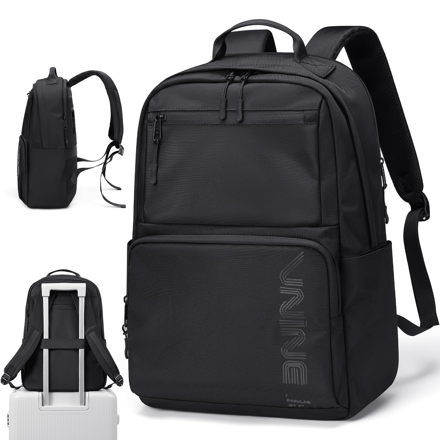 VNINE Laptop Backpack for Women Men 15.6 Inch Computer Work Bag Travel Backpacks Black Casual Backpack for Travel Business College Daypack