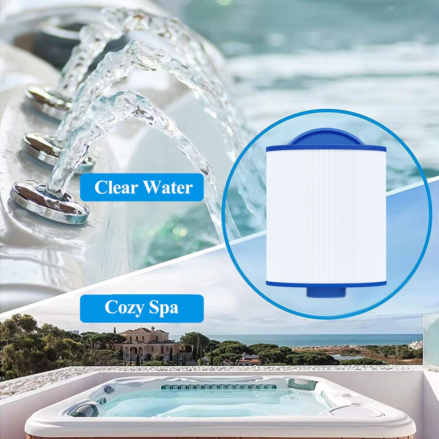 Cryspool 05014 Filter Compatible with 5CH-25, PMAX25P4, PTL20W-SV-P4, 108868, SD-00798, 25 Sq. Ft Spa Filter Cartridge, 2 Pack