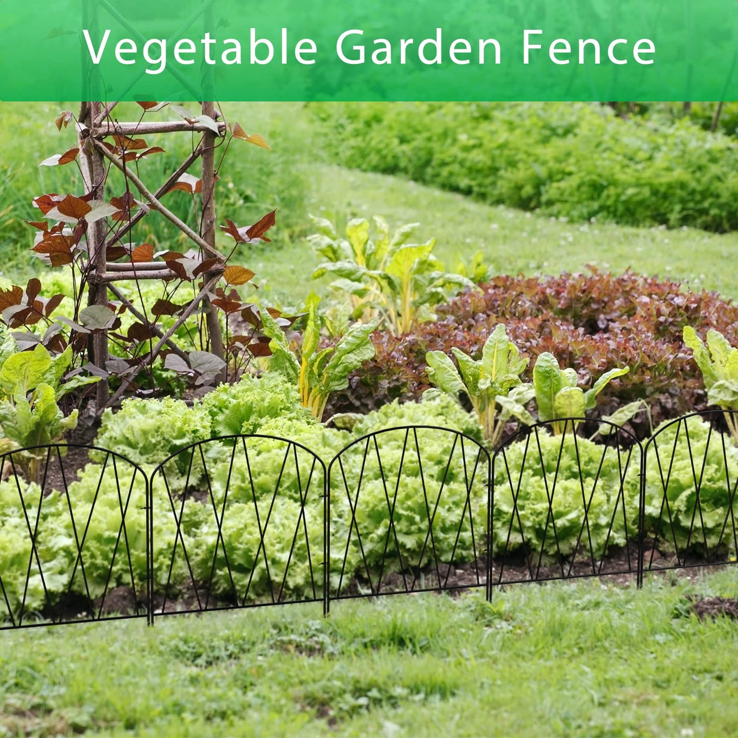 10 Pack Decorative Garden Fence 10.3 ft (L) x 15.9 in (H) Small Fence Animal Barrier Arched Rustproof Garden Fence Border Rabbit Metal Flower Bed Fencing for Yard Patio Outdoor Landscape