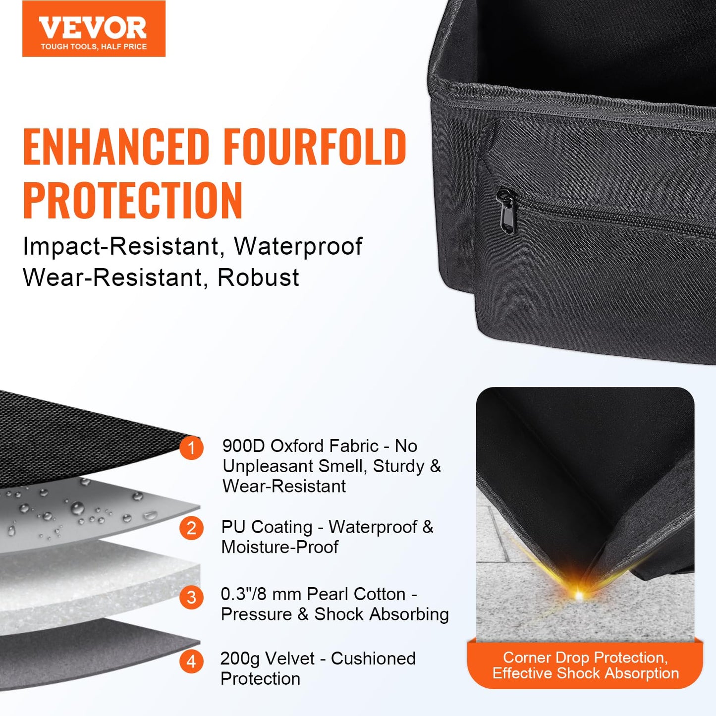 VEVOR Telescope Case, 30”, Telescope Storage Bag with Fixed Buckles, Multi-Pocket & Detachable Divider, Shock-Absorbent Telescope Travel Carrying Case for Optical Tube & Tripod, Counterweight Pocket