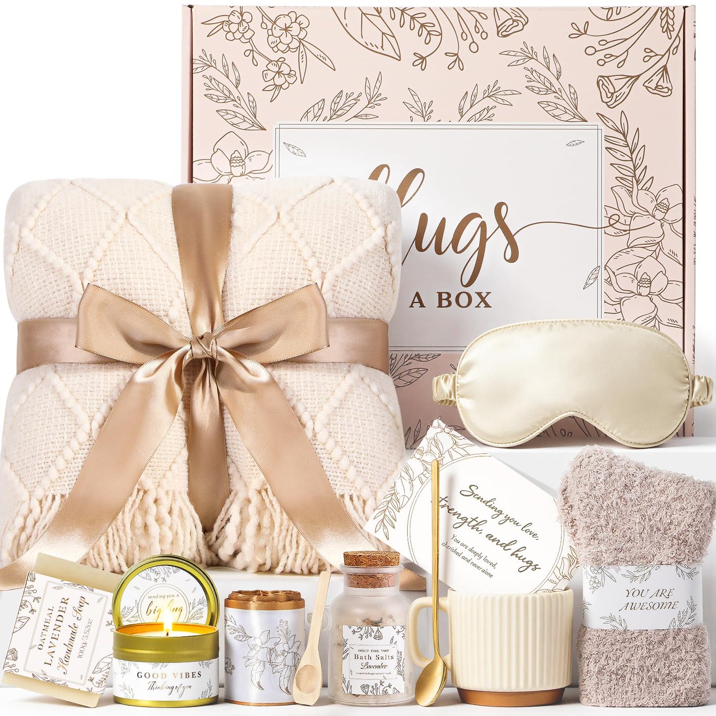 Loscola Birthday Gift Baskets for Women, Get Well Soon Gifts Basket After Surgery, Birthday for Women Mom Grandma, Self Care Package Spa Gifts Sympathy Gift Baskets for Woman