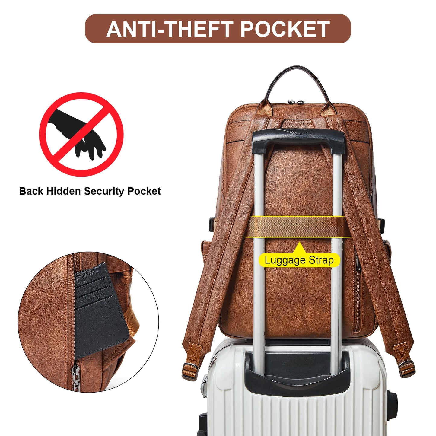 SHRRIE Vegan Leather Laptop Backpack for Women,17 Inch Computer Backpack Purse for Work Business College Travel Teacher Nurse with Anti-theft Pocket & Giant Tumbler Holder Pocket