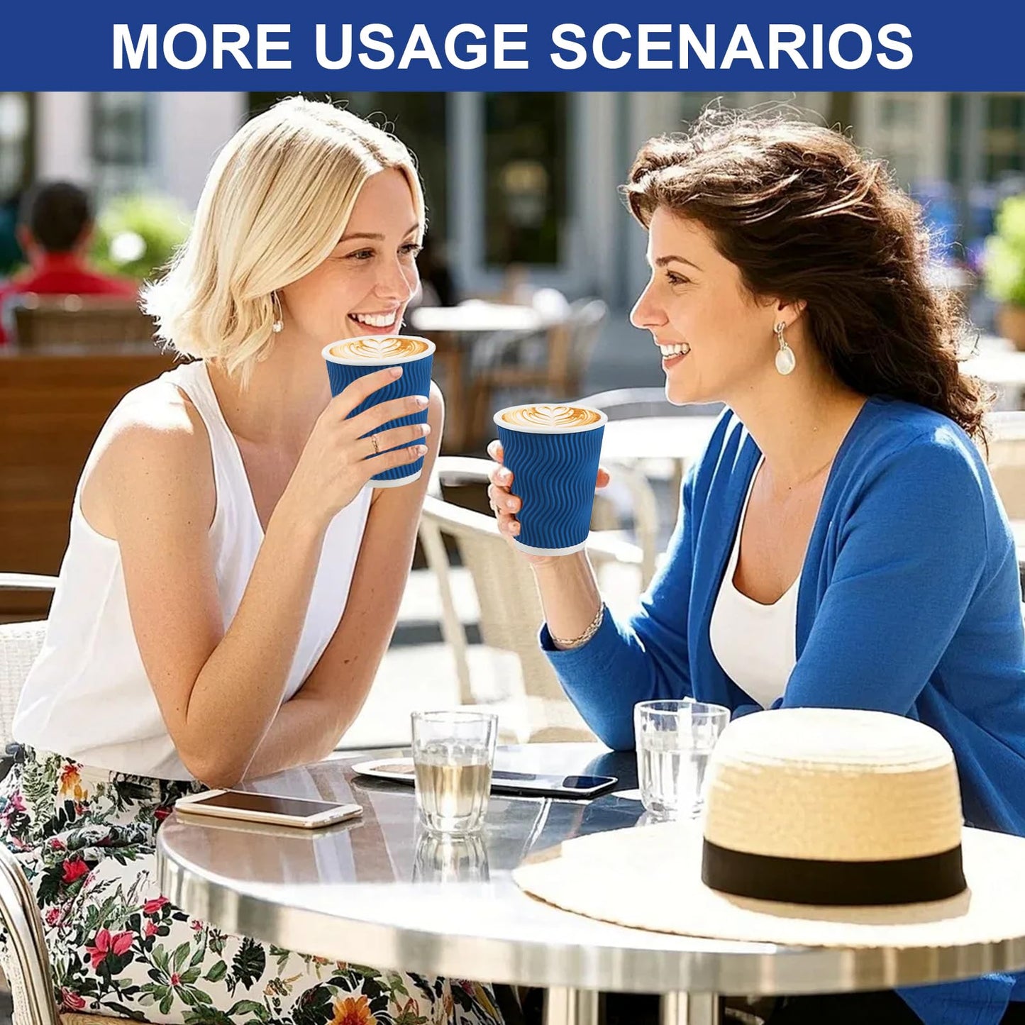Coffee Cups, RAZCC 120 Pack 12 oz Disposable Insulated Paper Cups, Corrugated Kraft Ripple Wall Cup Suitable for Hot and Cold Drinks