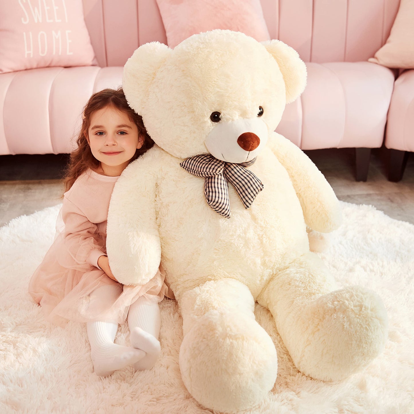 IKASA Giant Teddy Bear Stuffed Animal,Large Soft Toys Cute Plush Toy,Jumbo Big Oversized Fat Bears Animals Huge Life Size,Gifts for Kids Girls Boys Childrens (White, 47 inches)
