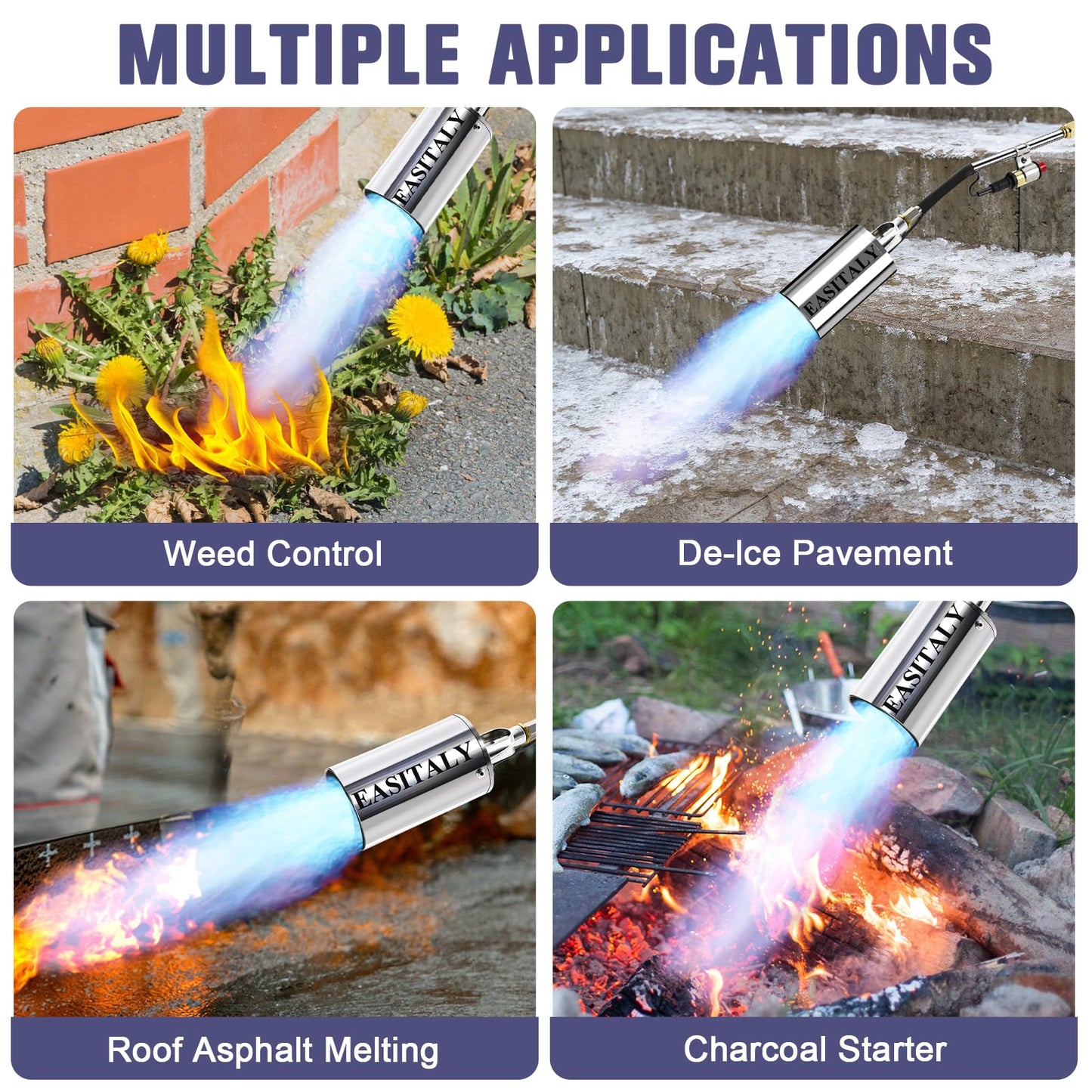 Propane Torch Weed Burner Kit,High Output with 12.5FT Hose,Heavy Duty Blow Torch Flamethrower with Long/Short Mode for Flame Weeding, Ice Snow Melting, Asphalt & BBQ(33.3")