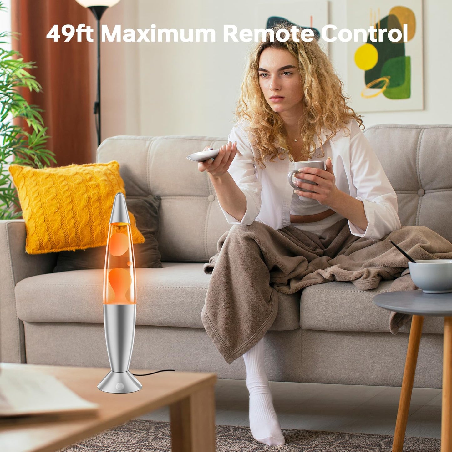 13.5in Liquid Motion Lamp, Remote Control LED Mood Light, 17 Colors Changing Night Light, LED Liquid Motion Lamp for Living Room, Bedroom or Game Room (Silver Base, White Wax and Water)