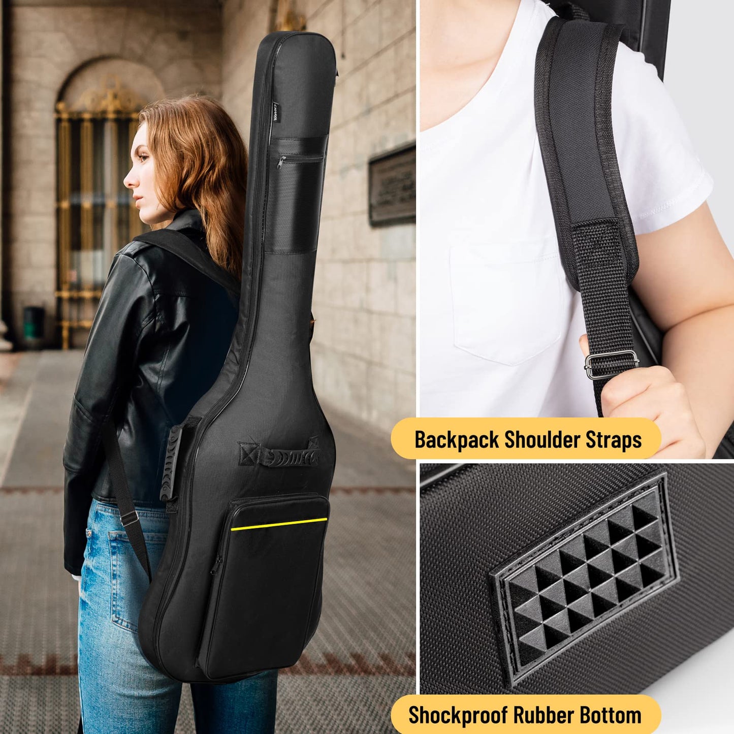 CAHAYA Electric Bass Guitar Bag Gig Bag 8mm Padding Black Padded Backpack Soft Bass Guitar Case CY0222