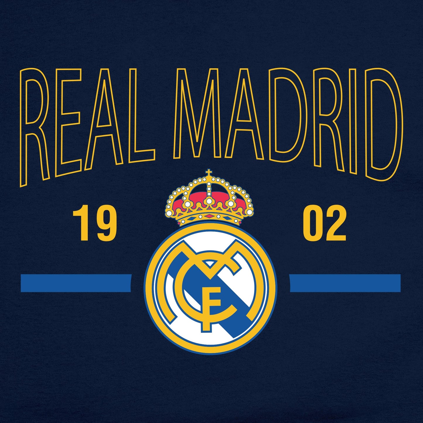 Icon Sports Officially Licensed Real Madrid CF Unisex Adult Cotton Shirt - Real Madrid Club Futbol Soccer Apparel Blue
