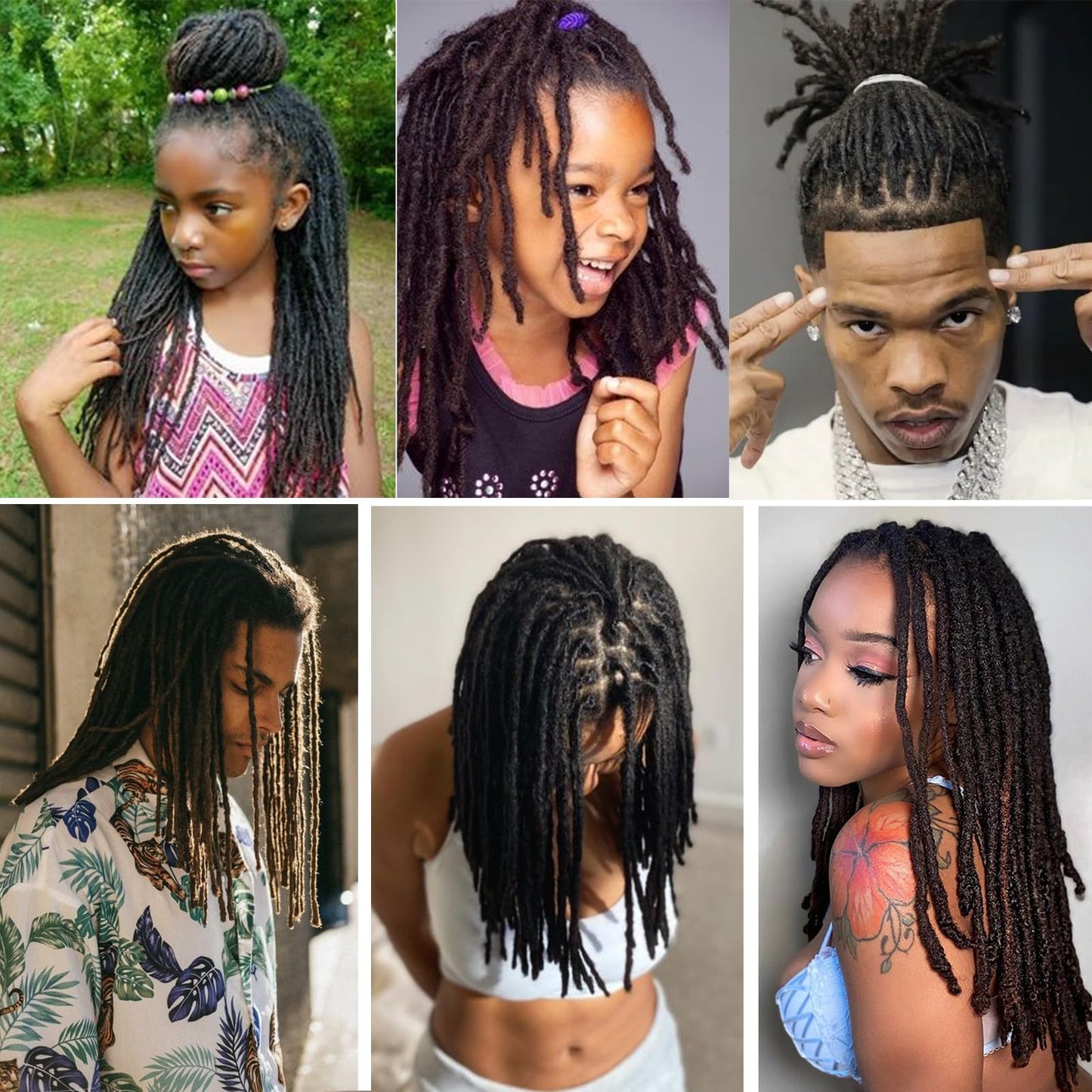 Alaleibaby0.6cmThickness 6 Inch 20Strands Real Human Hair Dreadlock Extensions for Man/Women Full Head Handmade Permanent loc Extensions Bundles Can Be Dyed Bleached Curled and Twisted (6 inch, 1B)