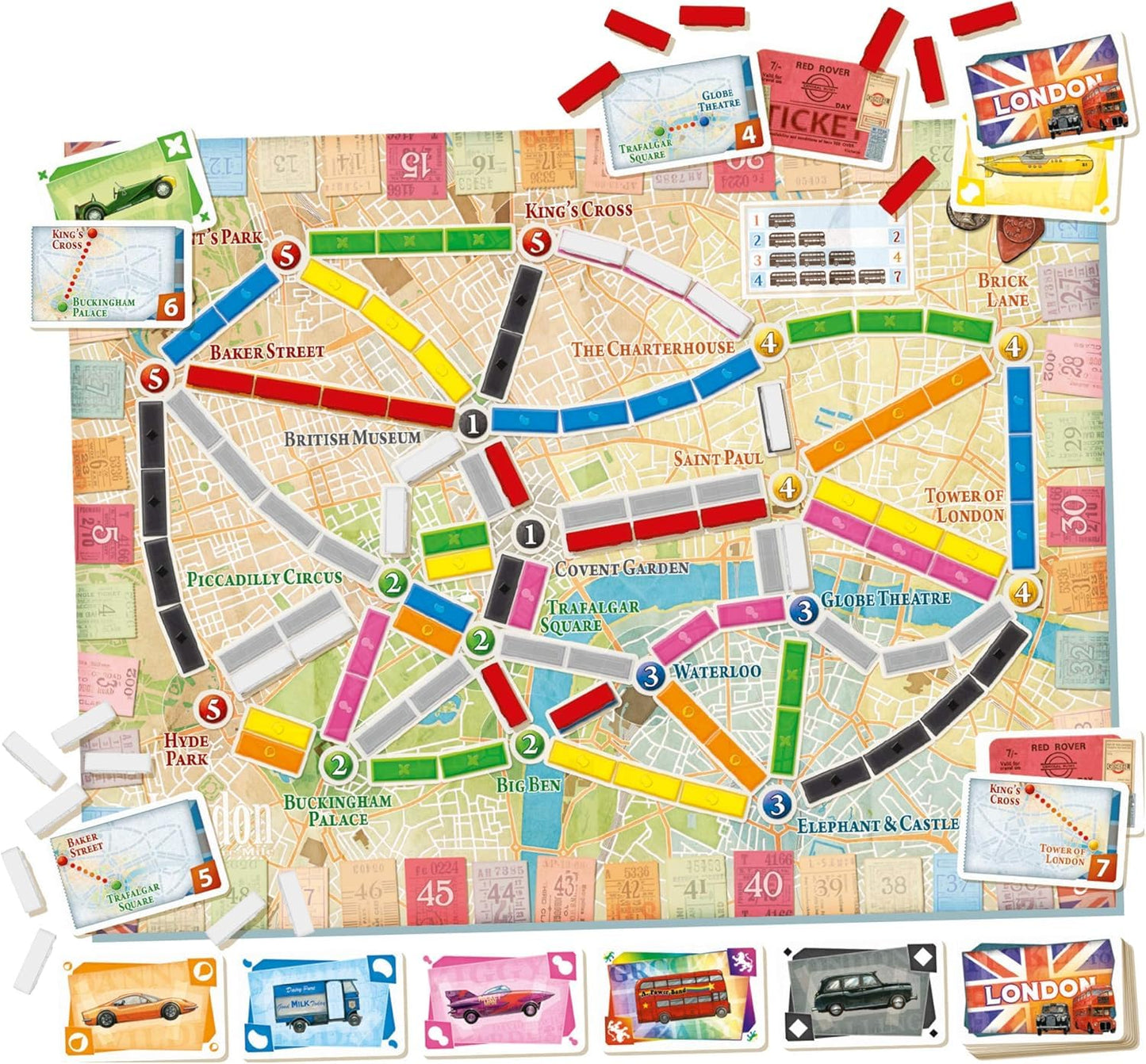 Ticket to Ride - Express - London (English) - Board Games - Strategy/Family - Fast-Paced Version of Ticket to Ride Set in London - Ages 8+ - 2 to 4 Players - Under 15 Minute Playtime - Made by Asmodee