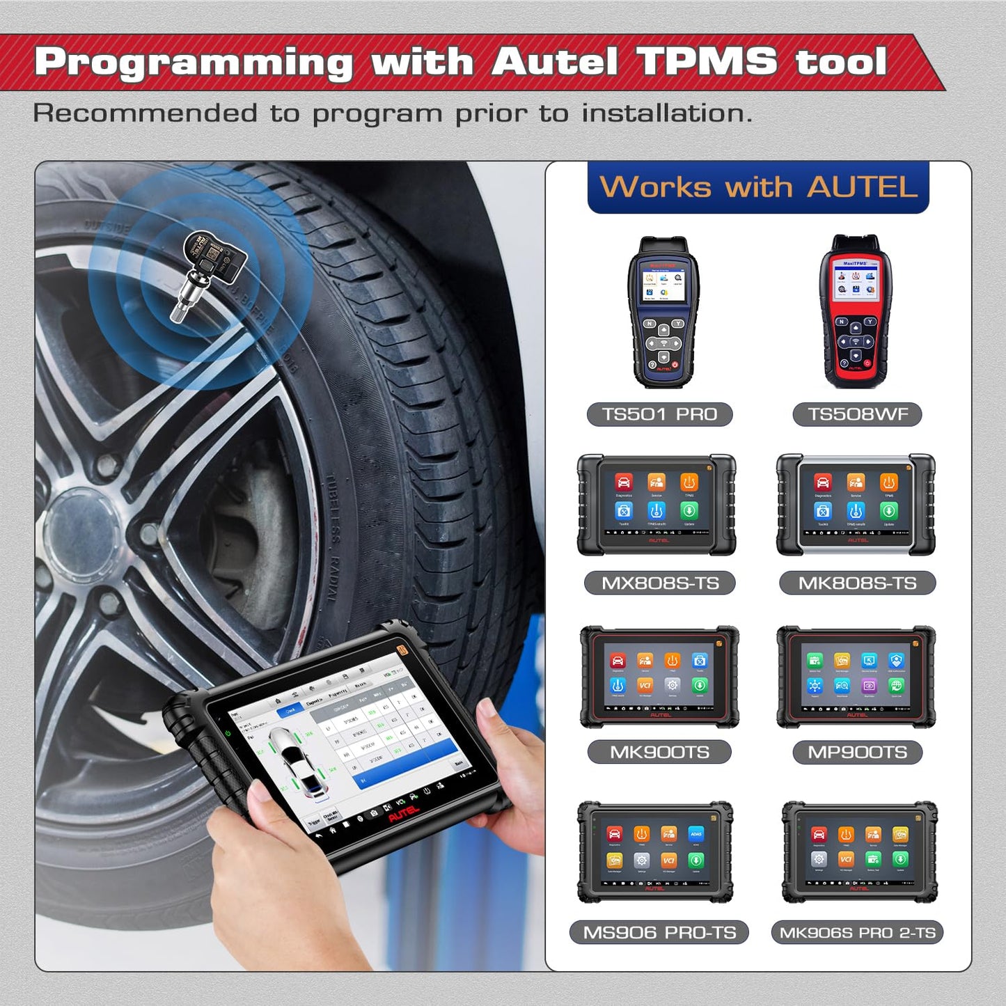 Autel TPMS MX Sensor 315Mhz/ 433Mhz 2in1 Tire Sensor, OE Level Press-Release Universal TPMS Sensors 100% Cloneable by TPMS Tool TS408 TS501 PRO TS508 TS508WF MS906TS MS906 PRO-TS (1PCS Metal Stem)