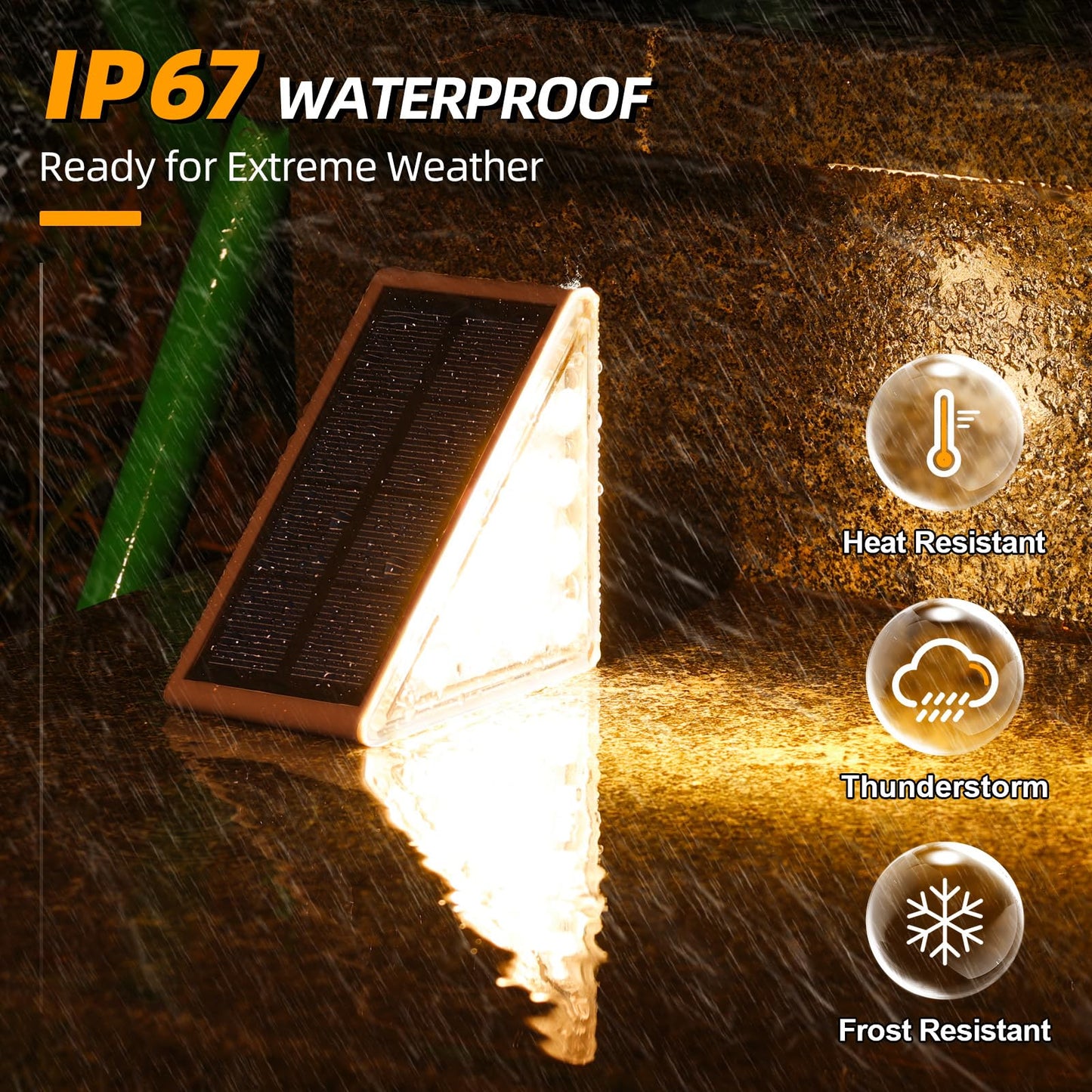 NIORSUN Solar Step Lights 8 Pack, Outdoor Stair Lights Waterproof IP67 with Auto On/Off - 3000K Warm White for Steps, Stairs, Deck, Patio, Yard, Porch, Garden, Sidewalk, Front Door