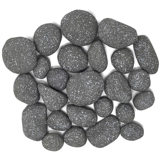 Midwest Hearth Ceramic Stone Set for Gas Fire Pits and Fireplace (25 Pieces) (Sherlock)