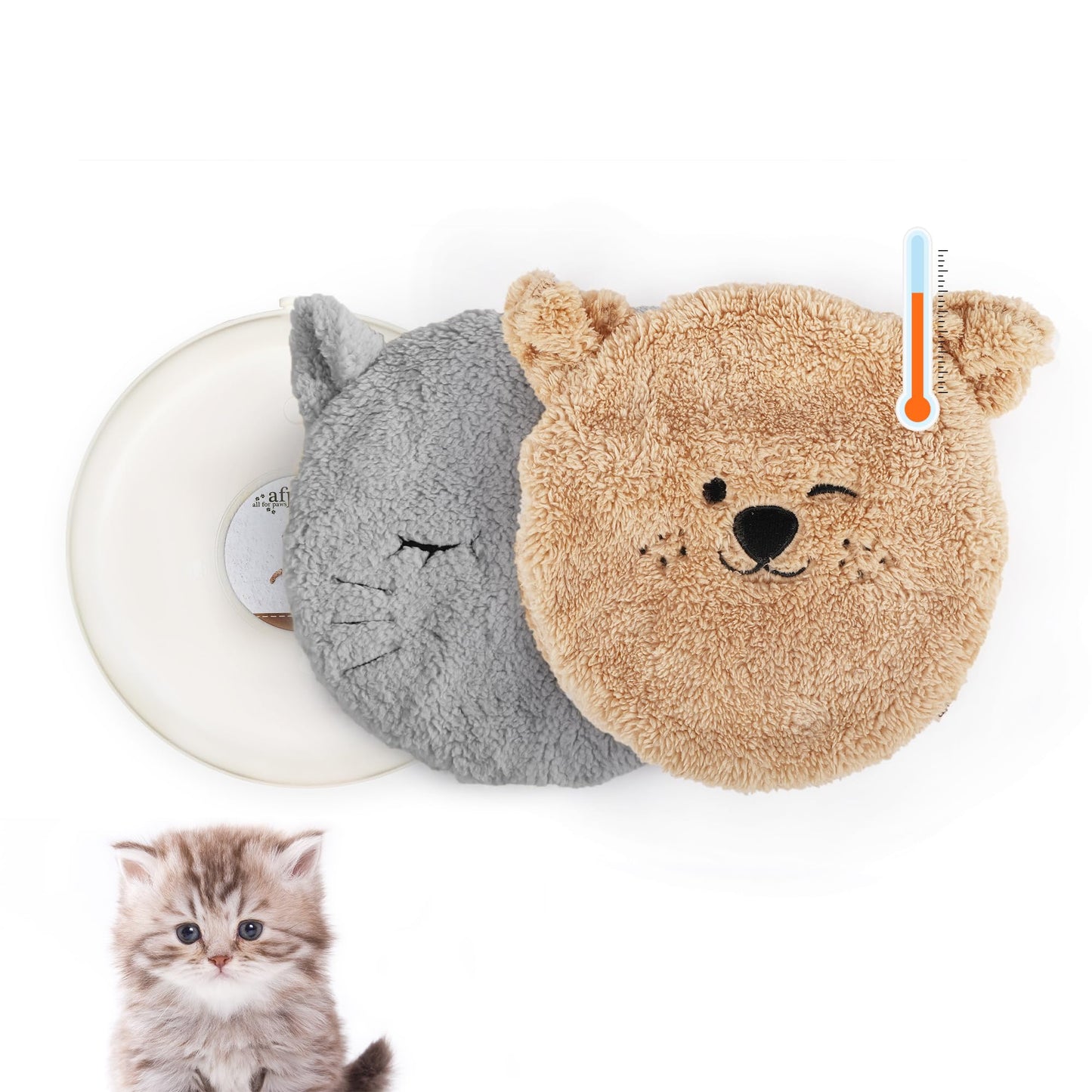 ALL FOR PAWS Heated Cat Bed Indoor, Microwavable Heating Pads for Cats, Puppies & Small Pets, Non-Electric Heating Dog Bed with 2 Cozy Covers, Safe & Long-Lasting Warmth