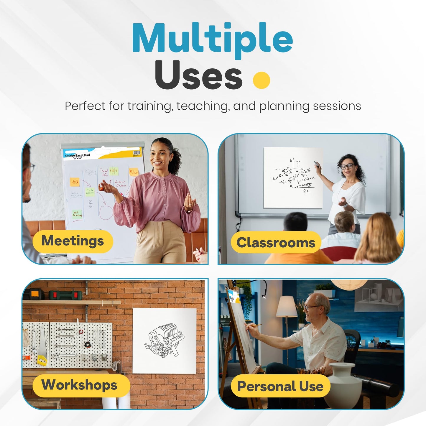 Enday Anchor Chart Paper 25"x 30" (2 Pack) - Sticky Easel Pad Chart Paper for Teachers, Flip Chart Paper, 25 in x 30 in Easel Paper, Large White Easel Pads Self Sticky Chart Paper 30 Sheets Per Pad