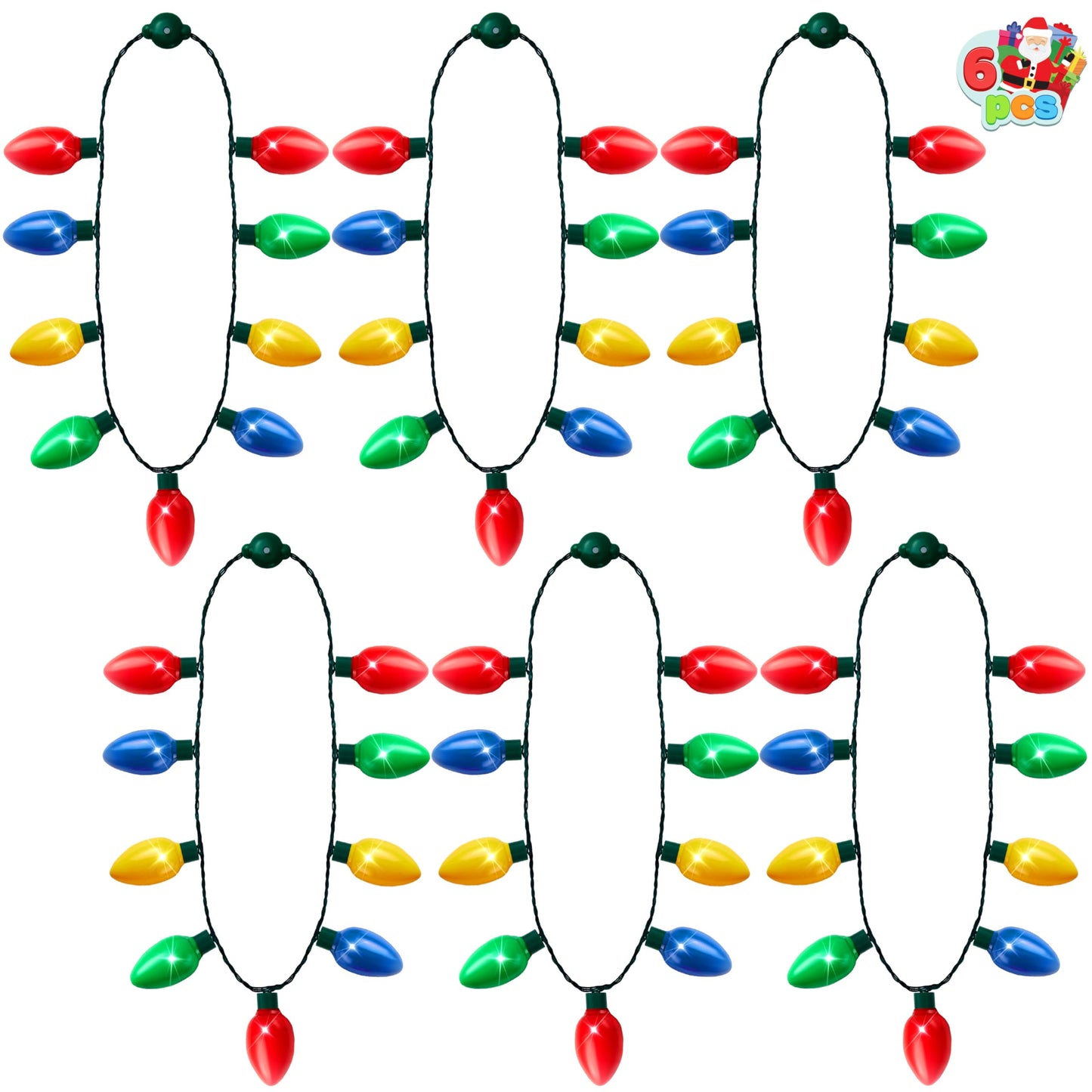 JOYIN 12 Packs Christmas LED Light Up Bulb Necklaces 9 Bulbs LED Necklaces Holiday Necklace Costume Accessories for Christmas Xmas Party Favor Party Supply