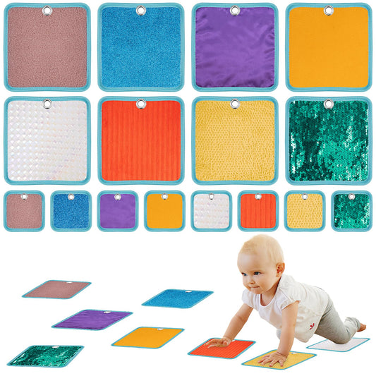 16 Set Sensory Mats, Educational Tactile Sensory Toys for Kids, Assorted Textured Sensory Floor for Autistic Children Learning Play Fidget Activity Game, 7.8 Inch