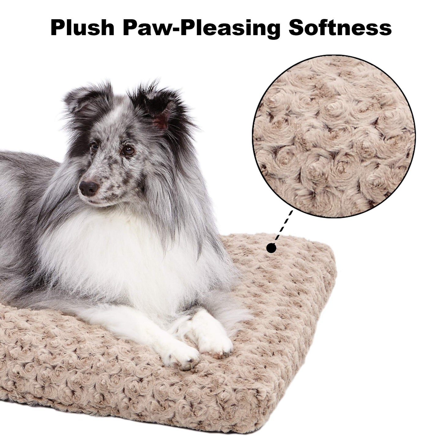Plush Dog Bed | Ombré Swirl Dog Bed & Cat Bed | Mocha 40L x 27W x 2.5H - Inches for Large Dog Breeds