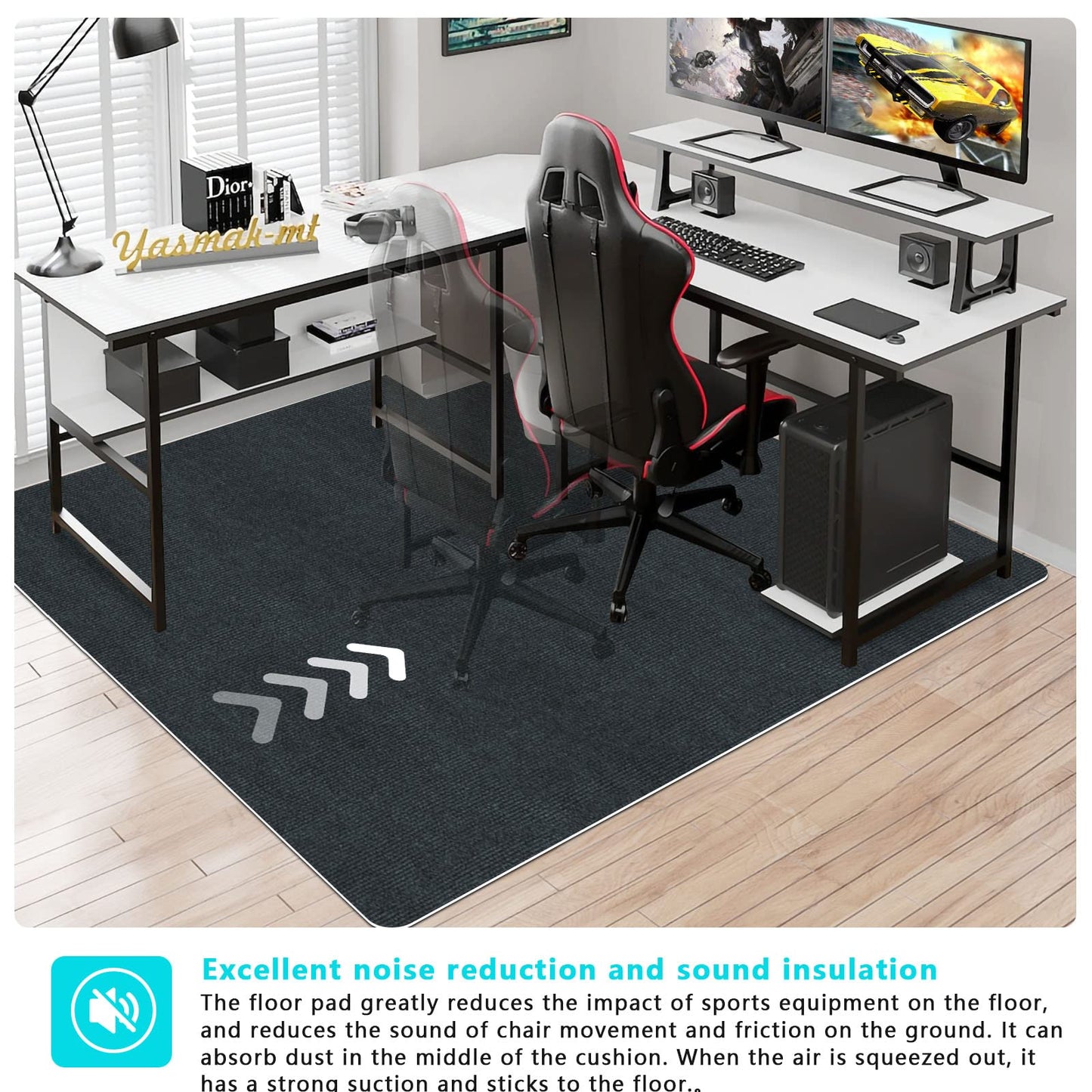 Office Chair Mat Carpet Floor Mat JAYFAN Office Rug Gaming Desk Mat Computer Chair Mats About 55" X 63" PVC Floor Mat Carpet Chair Mats Floor Protector Non Slip Rug Pad Chair Mat for Hardwood Floor