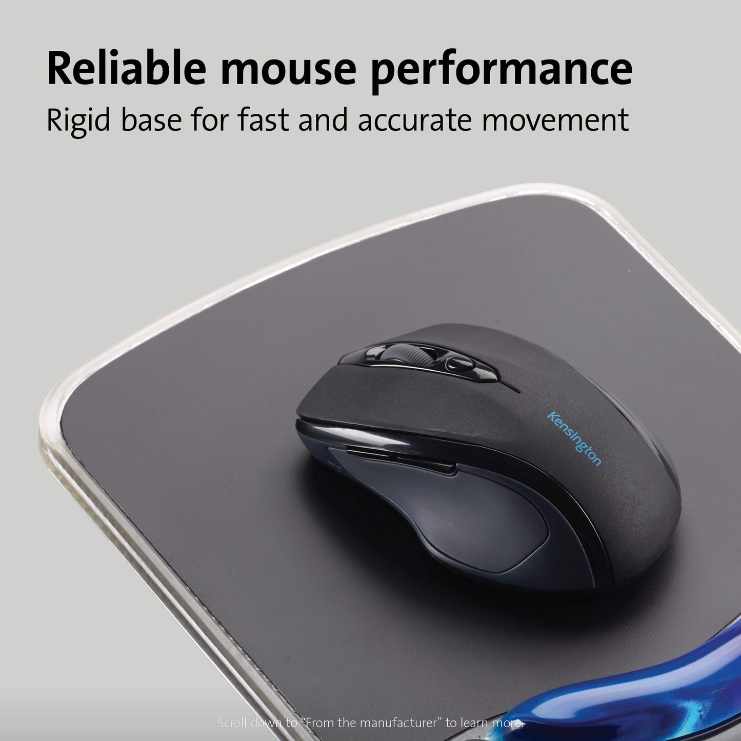 Kensington Duo Gel Mouse Pad Wrist Rest - Black/Blue, 9.625 * 6.625 inches