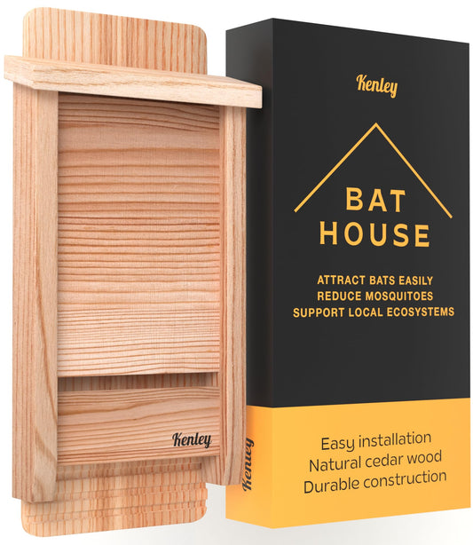 Bat House - Outdoor Bat Box Shelter with Single Chamber - Handcrafted from Cedar Wood - Easy for Bats to Land and Roost - Weather Resistant & Ready to Install