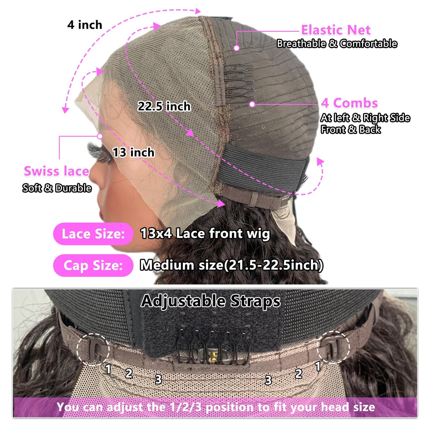 13x4 Deep Wave Lace Front Wigs Human Hair Pre Plucked 12 Inch Glueless Short Curly Bob Wigs for Women Human Hair with Baby Hair 150% Density Brazilian Deep Curly Human Hair Wigs Perruque Femme Humain Naturel Color