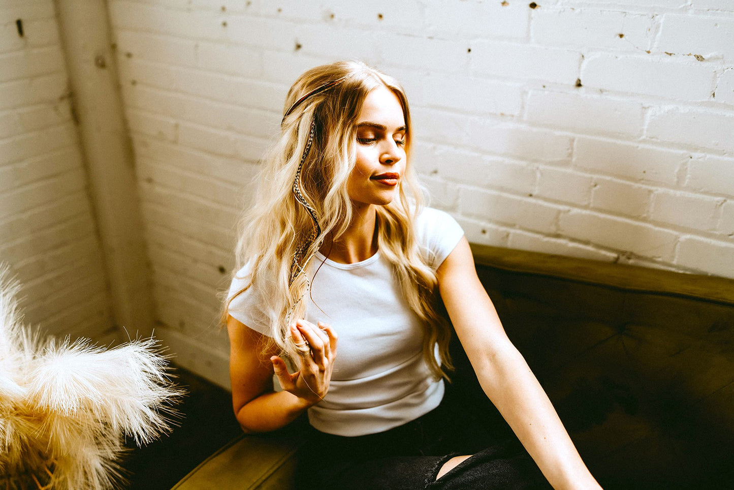 21 Natural Color Hair Extensions – 9”–14” Long – DIY Rooster Kit with 20 Micro-Link Beads – 100% Real Feathers – Eye-Catching Boho Style