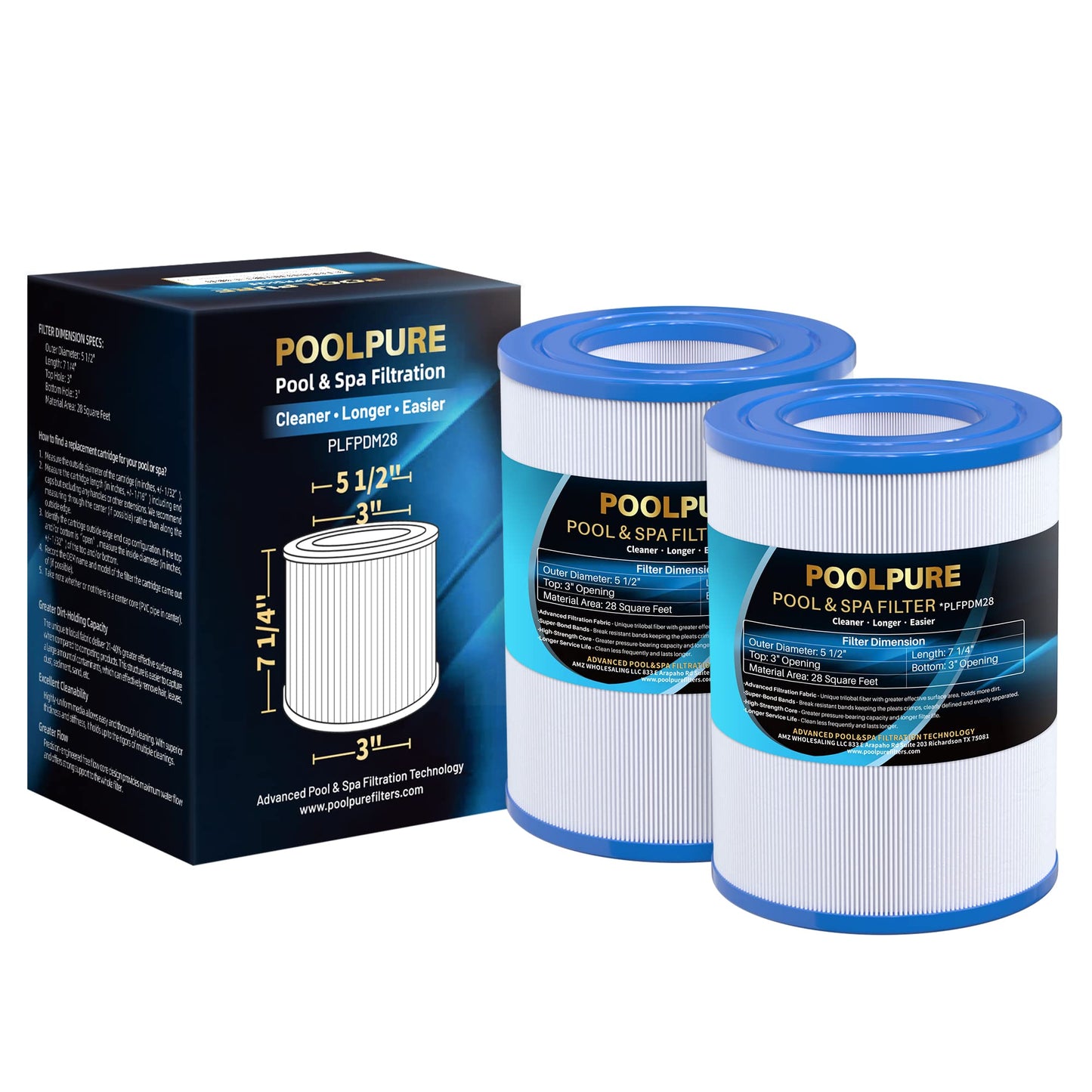 POOLPURE PDM28 Spa Filter Replaces Aquarest Dream Maker 461273 Hot Tub Filter (2 Count (Pack of 1))