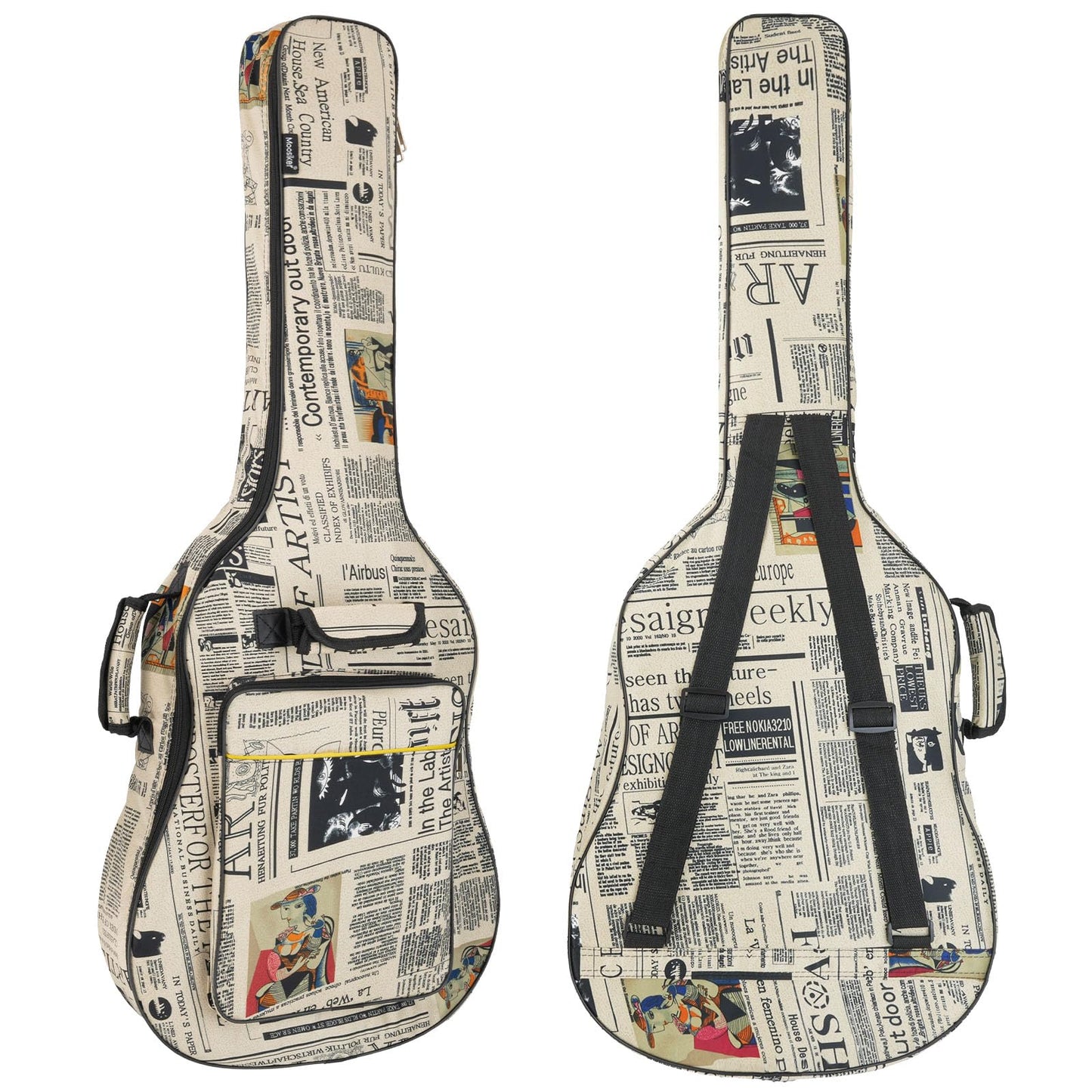 moosiker 40/41 Inch Acoustic Guitar Gig Bag 6mm Padding soft Guitar Case (40/41 inch Newspaper guitar bag)