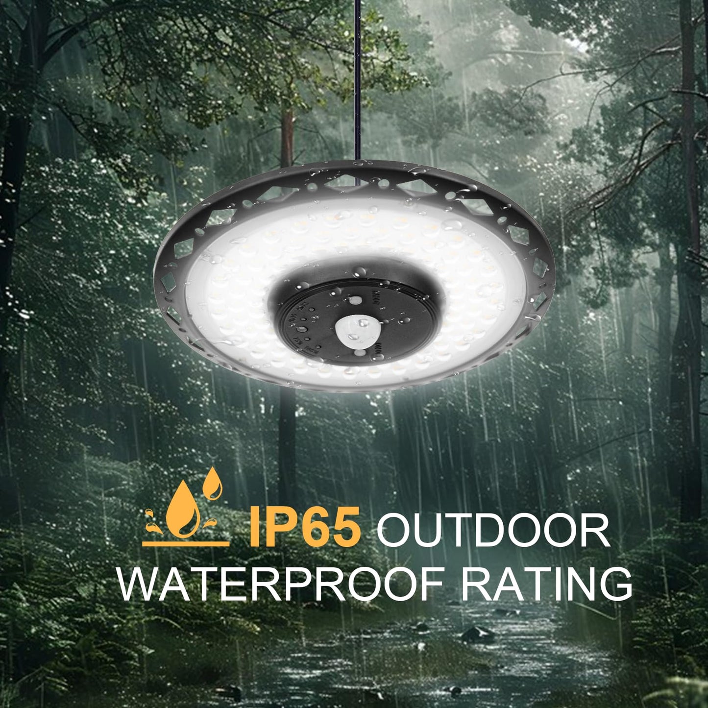 Solar Pendant UFO Light 3000LM, Gazebo Indoor Outdoor Motion Sensor Dimmable Brightness Remote Control Waterproof for Patio Porch Garage Lights