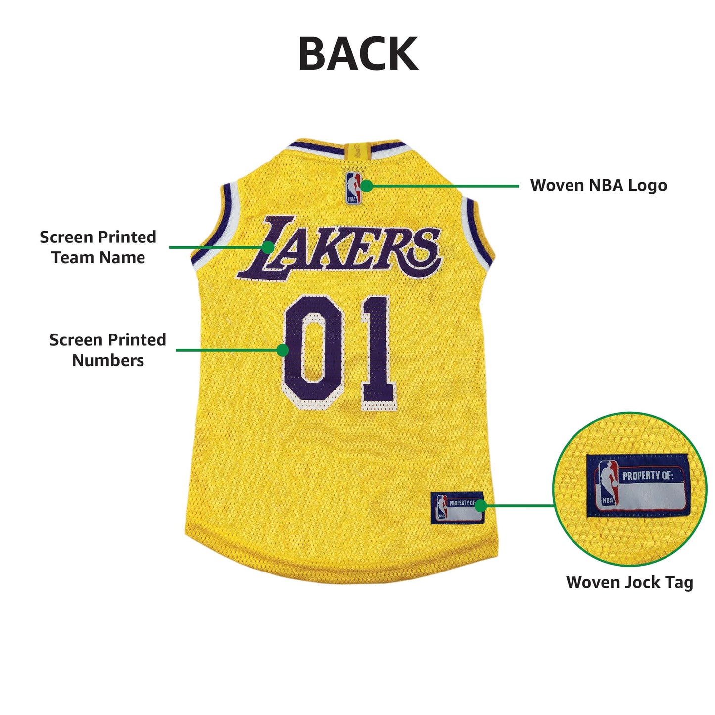 NBA Los Angeles Lakers Dog Jersey, X-Small - Tank Top Basketball Pet Jersey