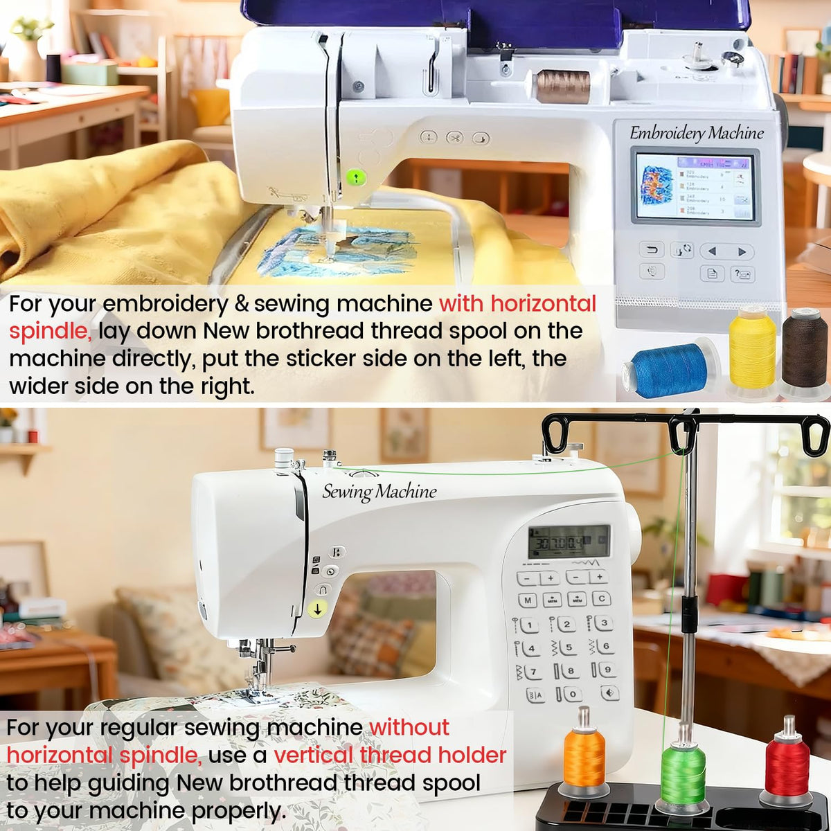 63 Spools Polyester Machine Embroidery Thread Kit 500M Compatible with Brother Colors