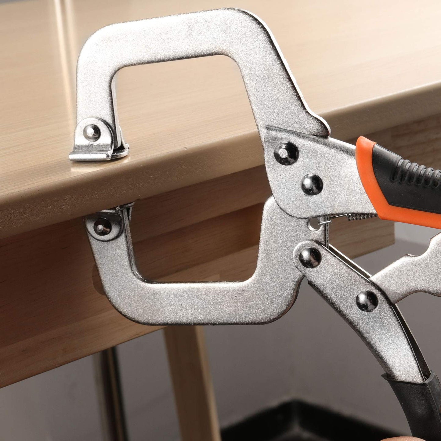 ZOENHOU 4 Pack 6" 9" 11" 14" Face Clamp C-Clamp Locking Pliers, Adjustable Vise Grip Clamps with Swivel Pad and Rubber Handle, Pocket Hole Clamp for Woodworking, Welding, Aligning
