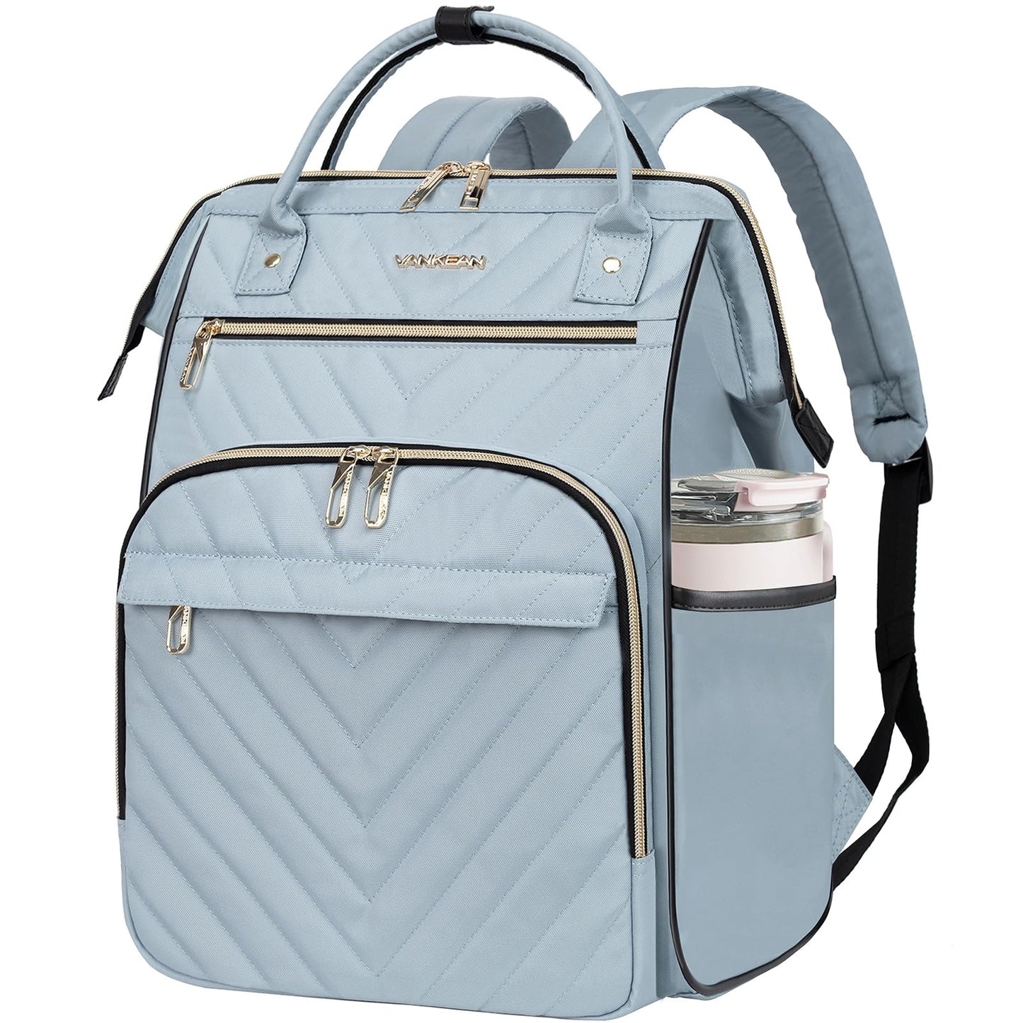 VANKEAN 17 Inch Laptop Backpack for Women Fashion Computer Work Bag, Large Capacity Waterproof, College Daypack Business Travel Backpack, Light Blue