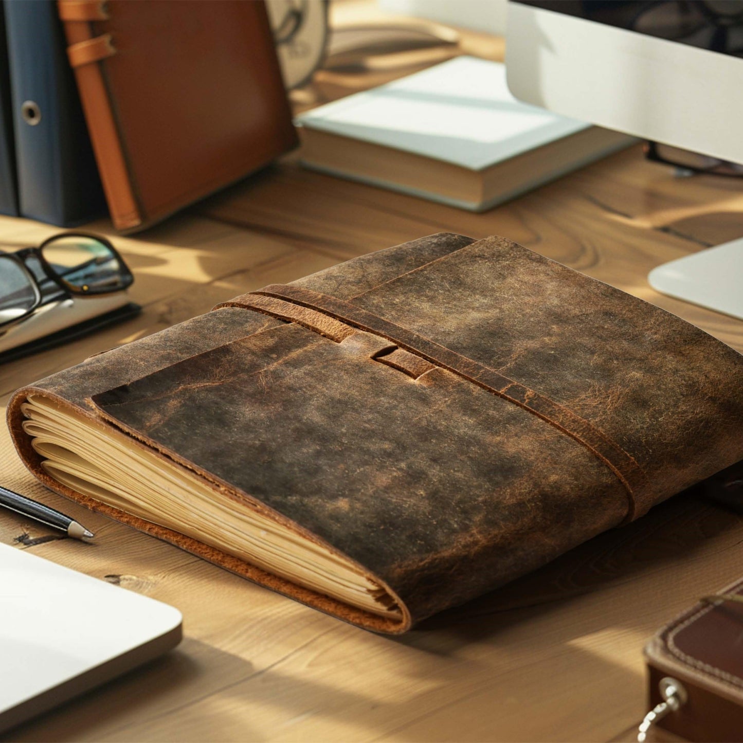 LEATHER VILLAGE Lined Paper Leather Bound Journal-260 Pages, Rustic Brown, 8 X 6 Inches (A5) - Book of Shadows - Writing Notebook, Daily Notepad, Travel Diary For Women/Men