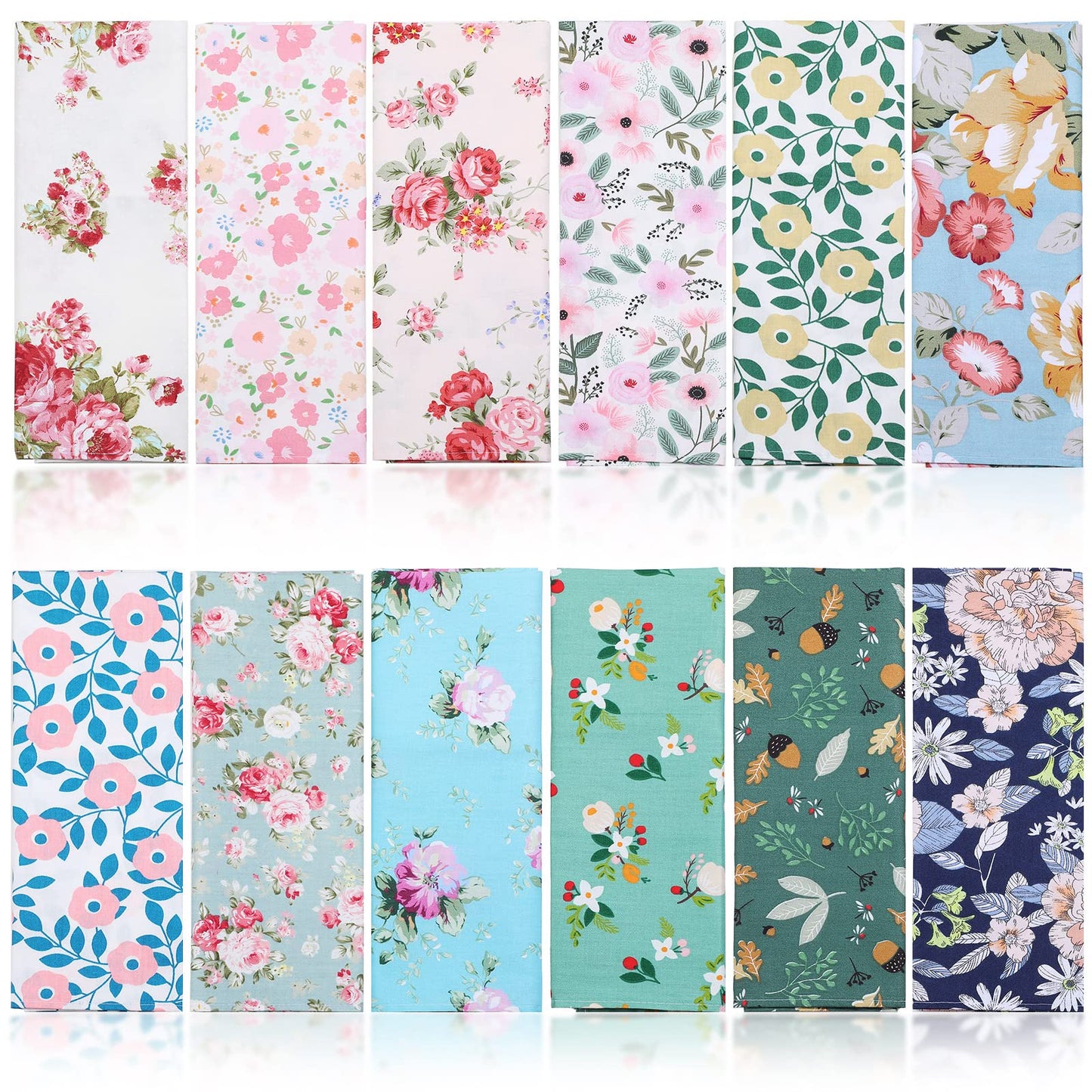 Tatuo Spring Flower Cotton Cloth Napkins Set of 24, 15 x 15 Inch Floral Dinner Napkins Soft Absorbent Washable for Family Cocktail Wedding Kitchen Dining Room Table Tea Party(Lovely Flowers)